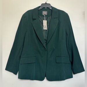 Worthington Blazer Womens Sz 2X Hunter Green Suit Jacket Lined One Button Office